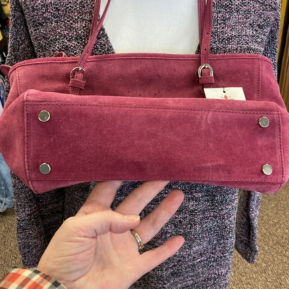 Italian leather raspberry suede handbag of Florence Italy NWT - Picture 13 of 13